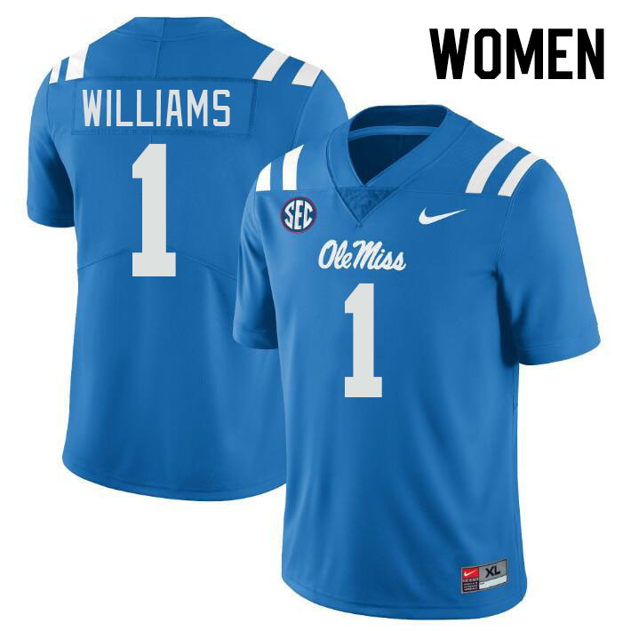 Women #1 Ayden Williams Ole Miss Rebels College Football Jerseyes Stitched Sale-Powder Blue